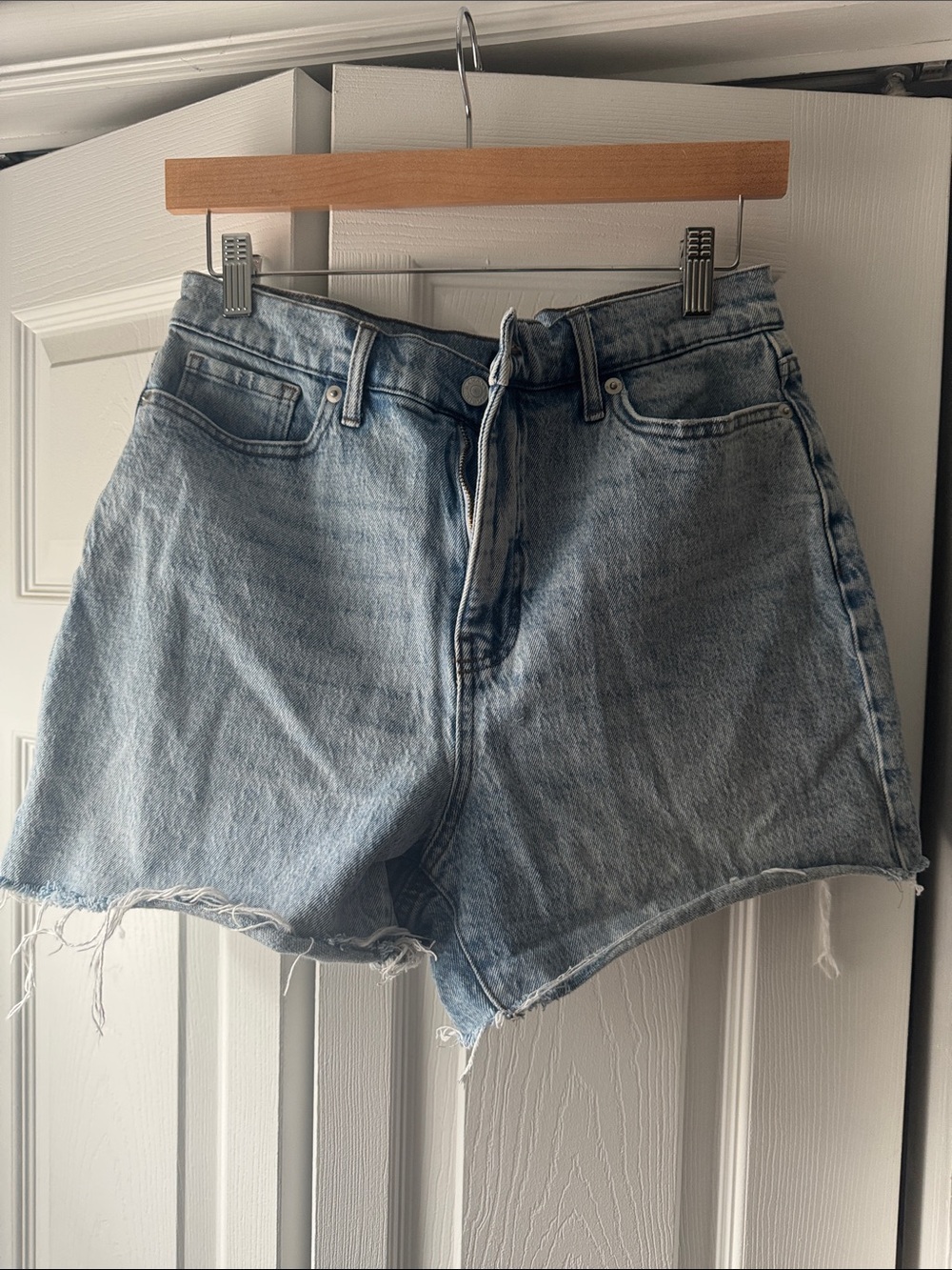 Banana Republic girlfriend Light Blue High-Rise Denim Shorts